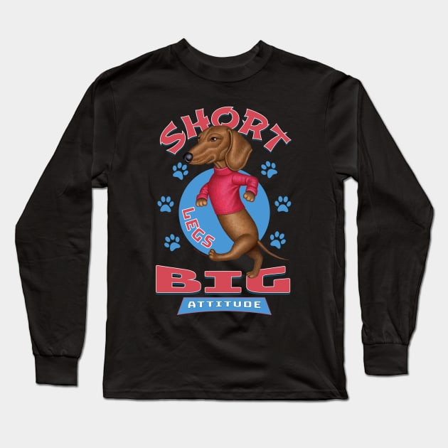 funny cute Doxie dog fur baby dog  Dachshund mom and dad gift Long Sleeve T-Shirt by Danny Gordon Art